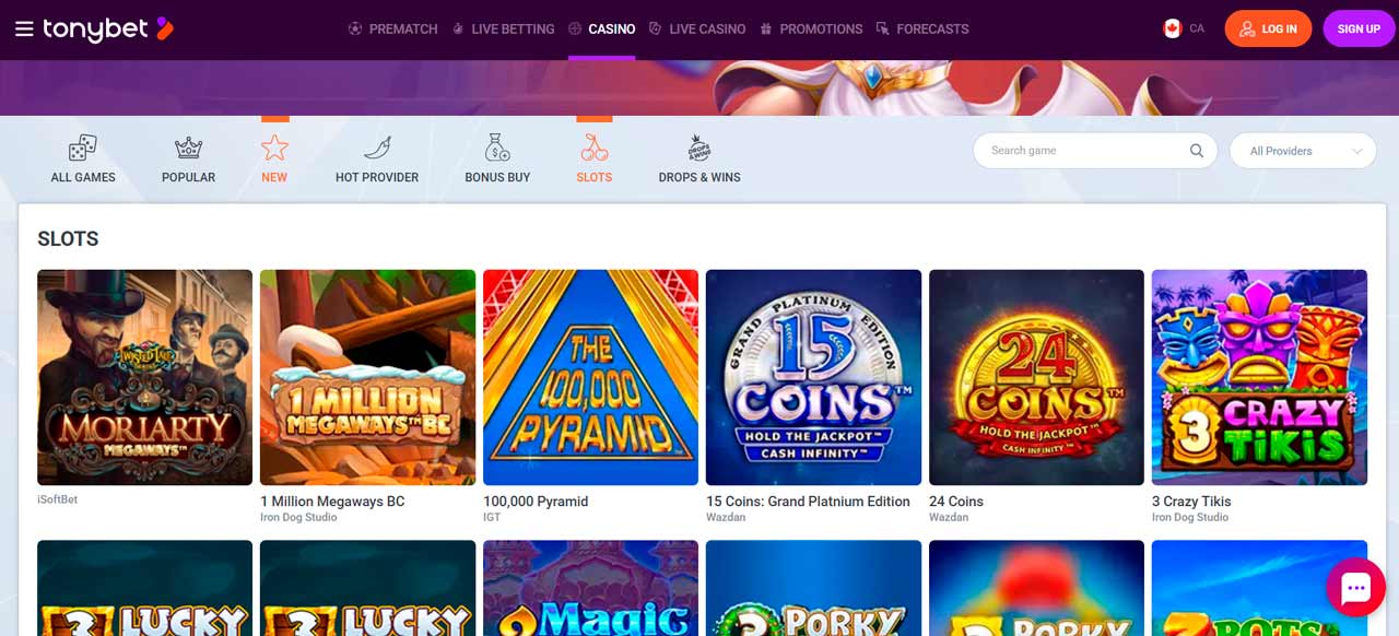 TonyBet new slots