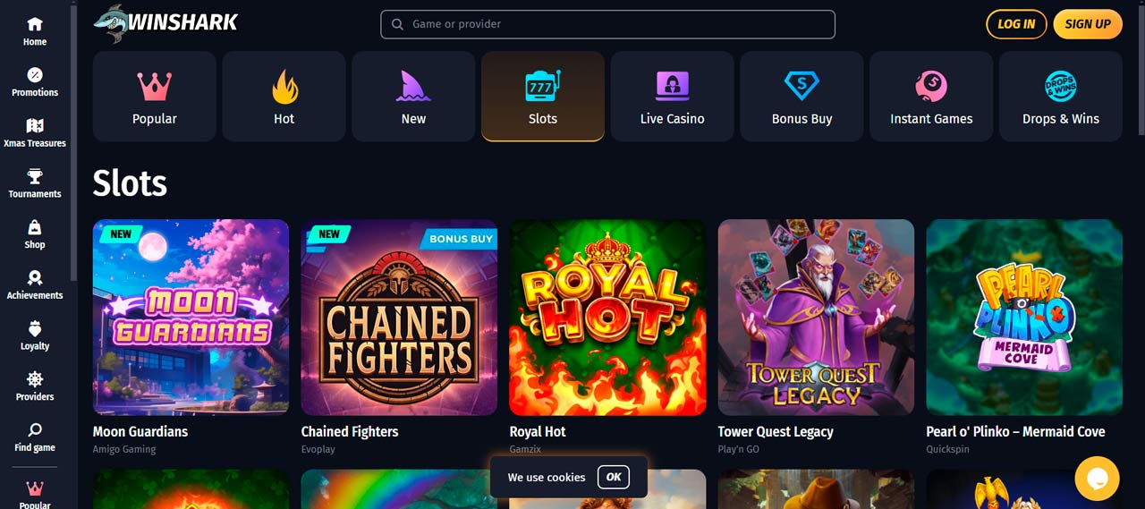 Winshark casino slot games
